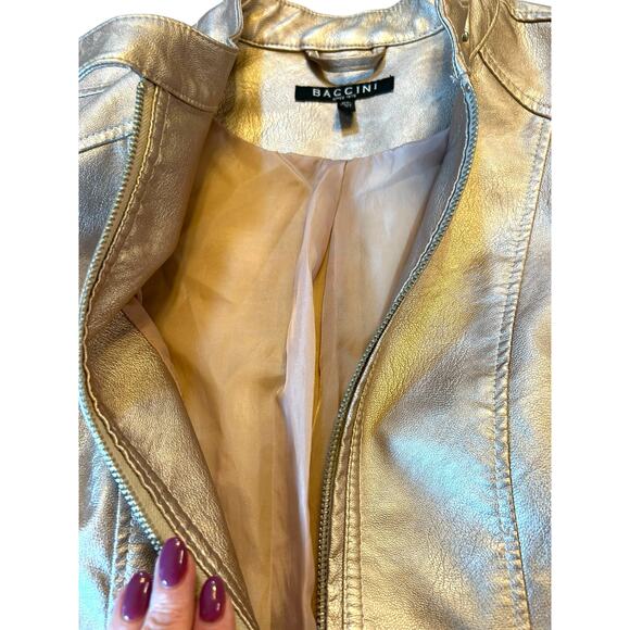 Baccini Rose Gold Faux Leather Metallic Jacket - PL - Picture 7 of 13
